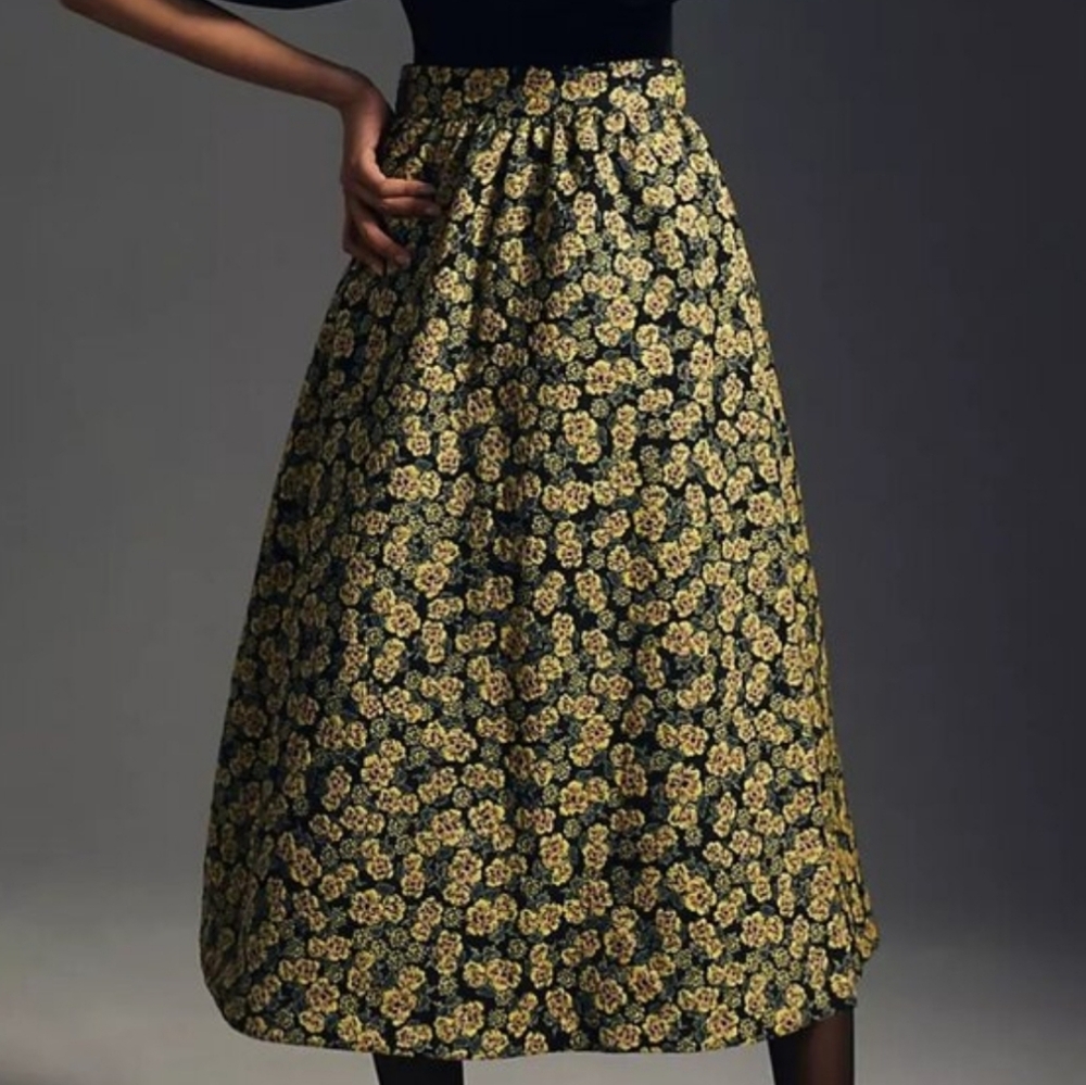 Anthropologie Maeve Floral Brocade Jacquard Maxi Skirt Size 4 - Picture 2 of 10